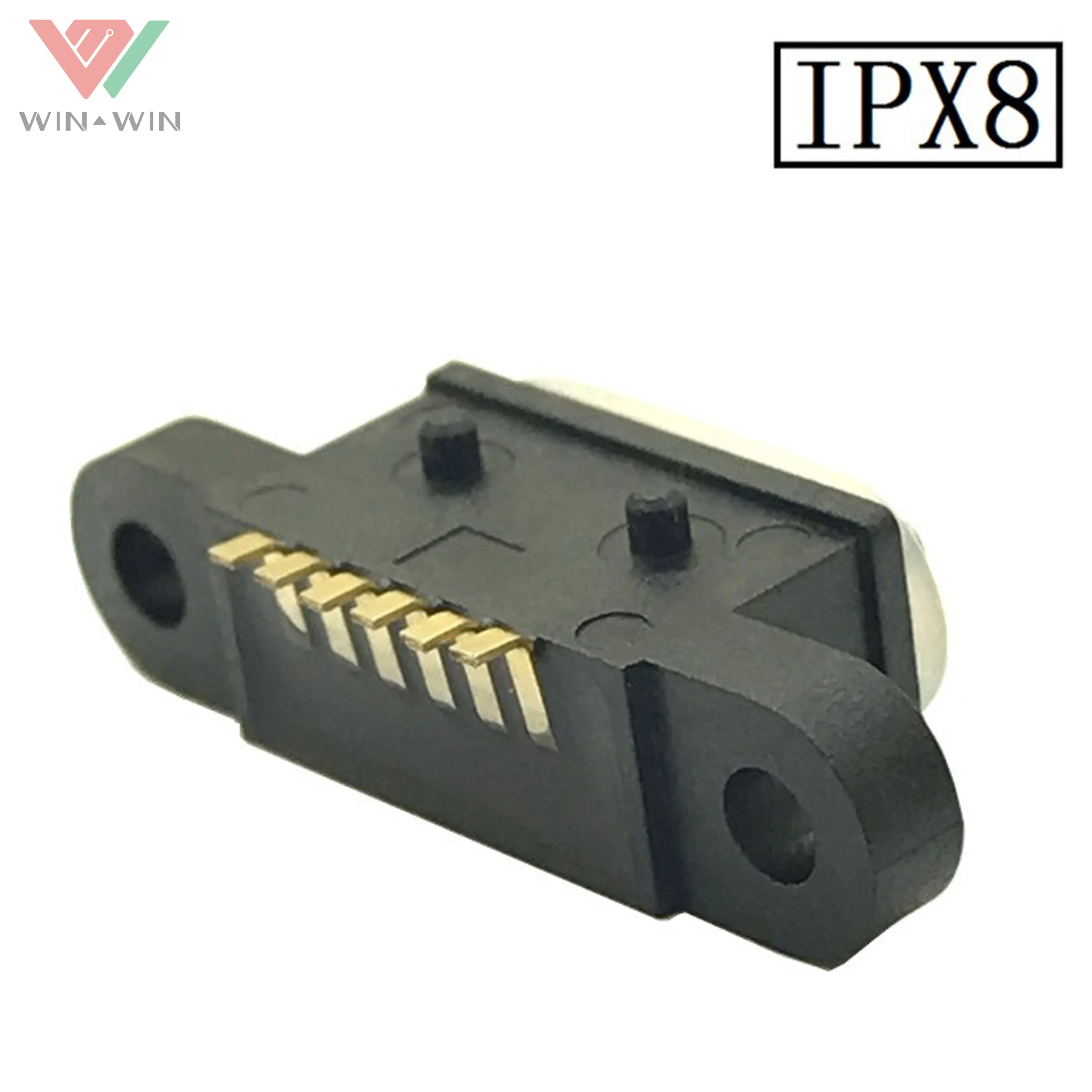 China Factory 6Pin Waterproof Female USB Type C Connector IPX8
