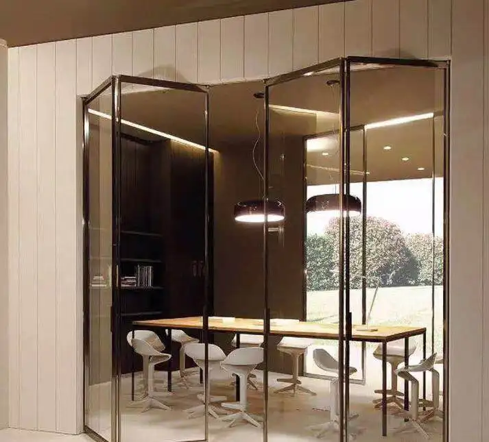 Seamless Welding Modern Folding Doors and Windows with Grill Designs Rust Protection Folding Door Glass Steel Foldable French
