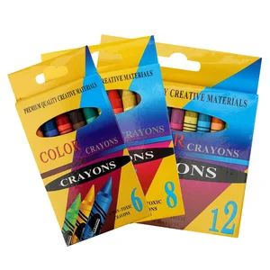 School Art Mini Crayon Set 6 Non-Toxic Colors Wax and Oil Pastel Custom Logo Paraffin Wax Washable for Kids