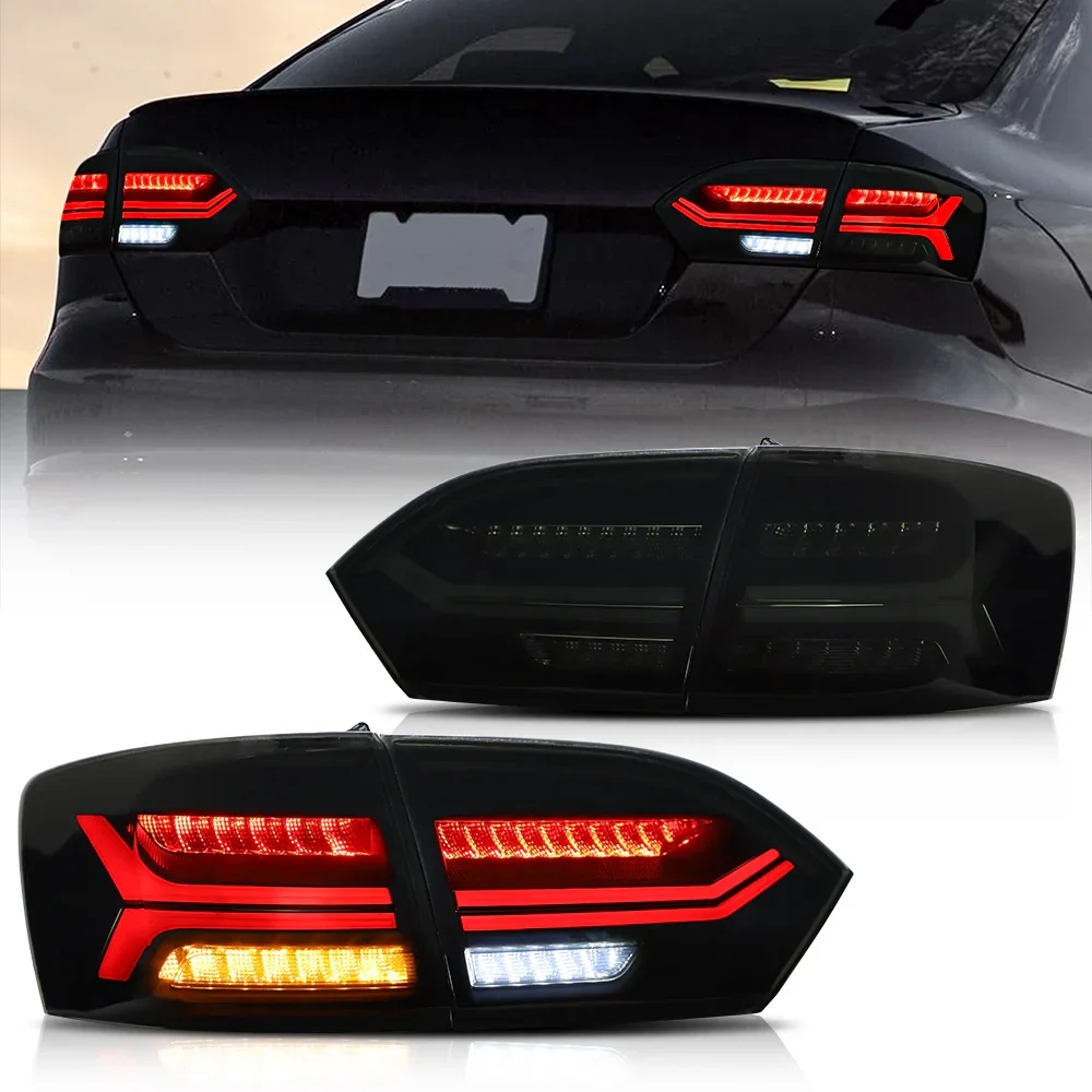 VLAND LED Tail Lights For VW Jetta MK6 2011-2014 - Smoke Lens, Black Housing, Plug & Play