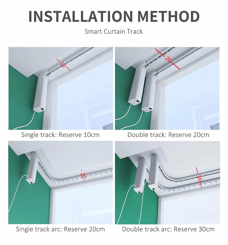 Finish Curtain Motorized Track Black Or White Color Choose Aluminum