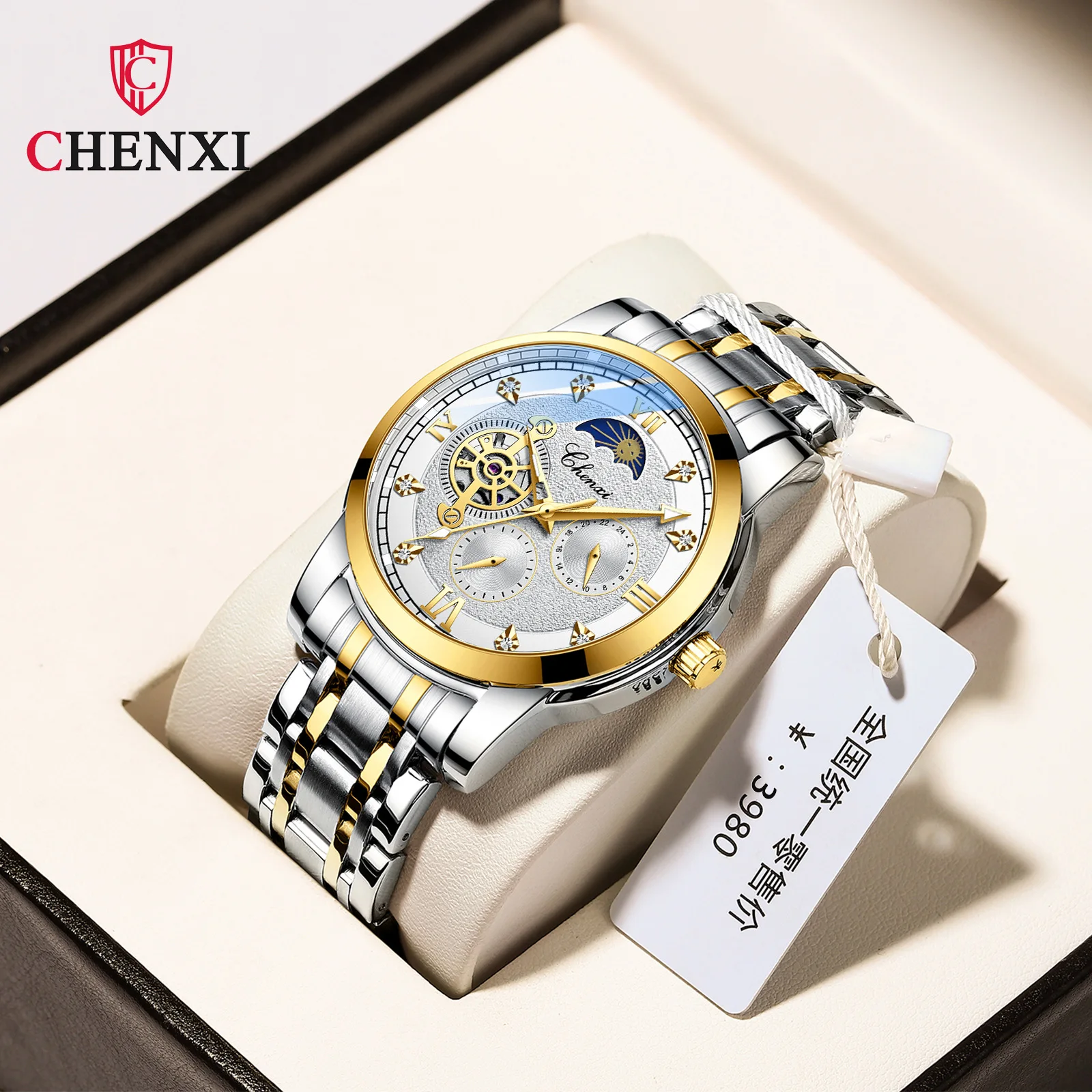 CHENXI 8859  New Arrival Made in China Male Mechanical Watch Stylish Stainless Steel Band Water Resistant Autodate Concise Watch