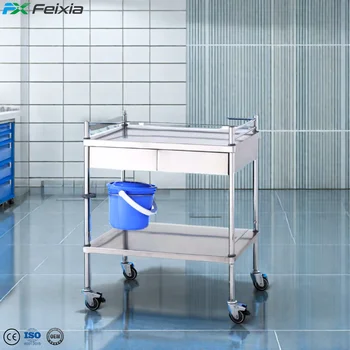 Surgery Injection Clinic Pharma Anesthesia Emergency Stainless Steel Medical Cart Trolley With Drawer