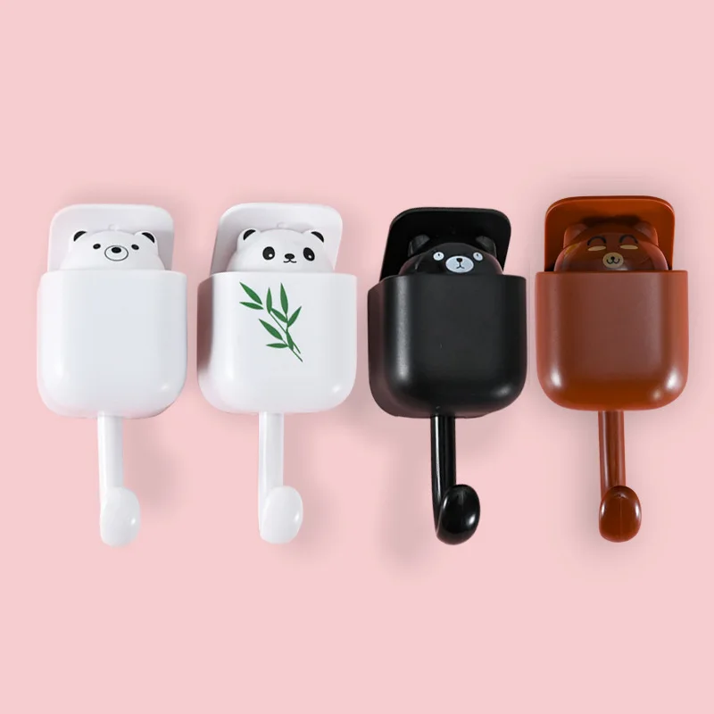 Creative novelty hooks nail free adhesive novelty hooks plastic door hanging on wall shoes hat coat novelty hooks cartoon squirrel bear