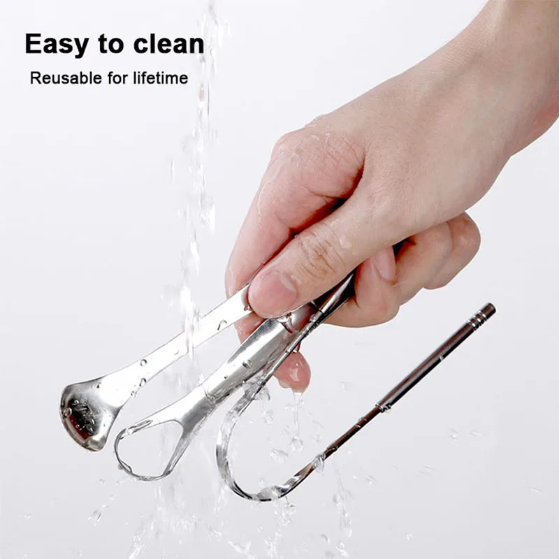 U Shape Rose Gold Tongue Scraping Private Label Case Oral Cleaner Stainless Steel Tongue Scraper With Handle