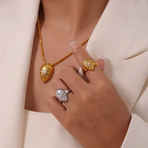 Ilona Elegant French Style Stainless Steel Jewelry Set Cold Style Personality with Water Drop Star Diamond Design for Wedding