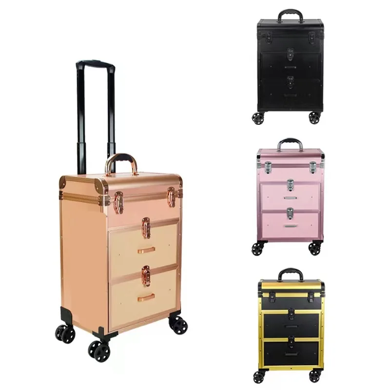 Beauty Salon Makeup Vanity Travel Train Case Trolley Cosmetic Storage