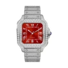 silvery-red dial