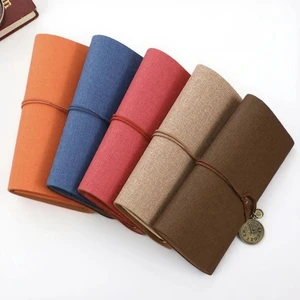 Custom Logo A6 Travel Journal Planner Notebook Linen Foil Soft Faux Leather Blank Clock Decorative Pendant Loose-leaf School