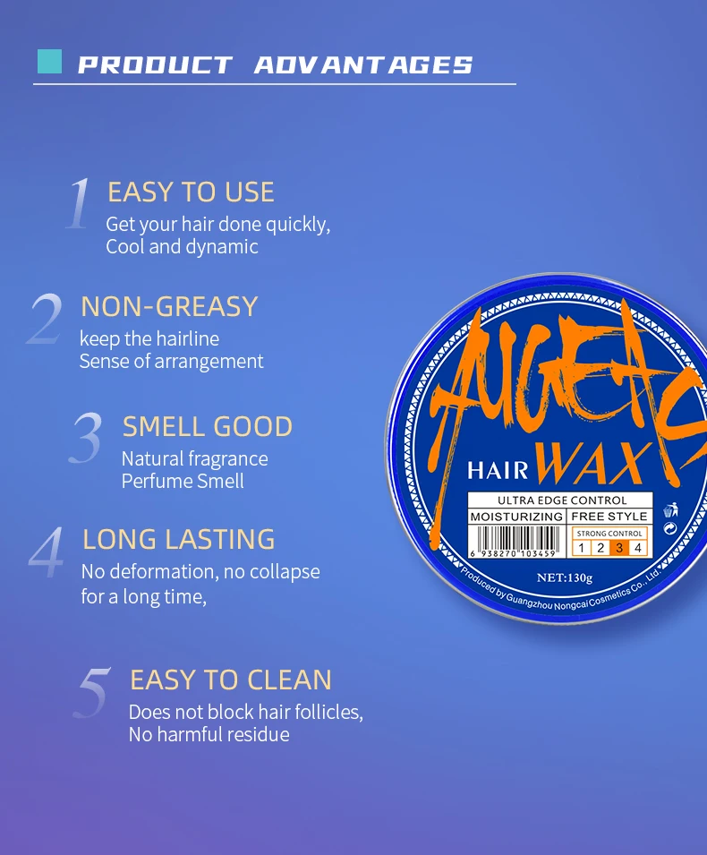 Professional Water Based And Strong Hold Hair Gel Wax For Men And Edge