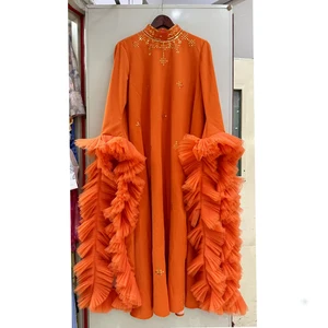 Casual Long Dress Women Summer Spring New Fashion Design  Batwing Sleeve Sequined Ruffles Loose High Street Vintage