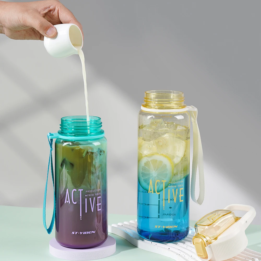 Yiben 1.1L Fashion Changing Color Outdoor Portable Plastic Bpa Free Water Bottle with Straw
