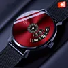 10 Mesh Strap Black Case Red Dial