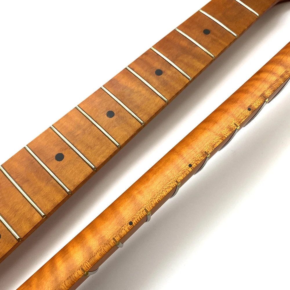 Manico Per Chitarra Elettrica 22 Tasti – Acero Fiammato Tostato Con Paletta Grande