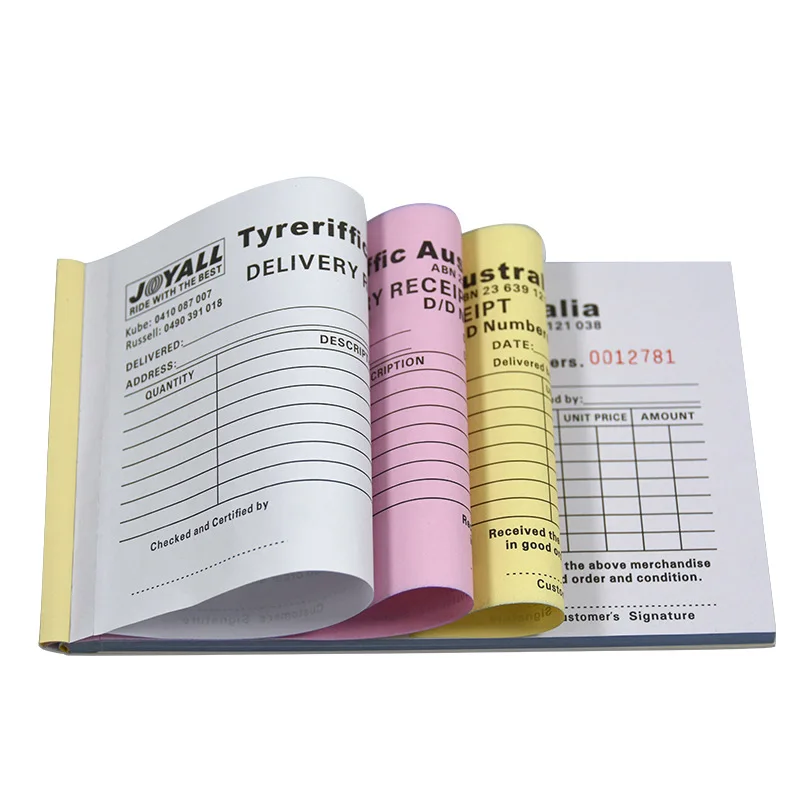 Custom Logo 4 Ply Continuous Printing Transfer Paper Receipt Invoice Books Duplicate Carbonless Paper Restaurant Guest Check