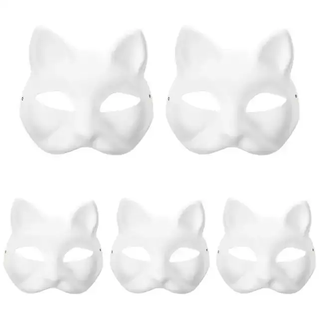 Hot Sale DIY Anime Pulp Japanese Mask Half Face Hand-painted Cat Fox Mask Anime Masquerade Halloween Festival Mask