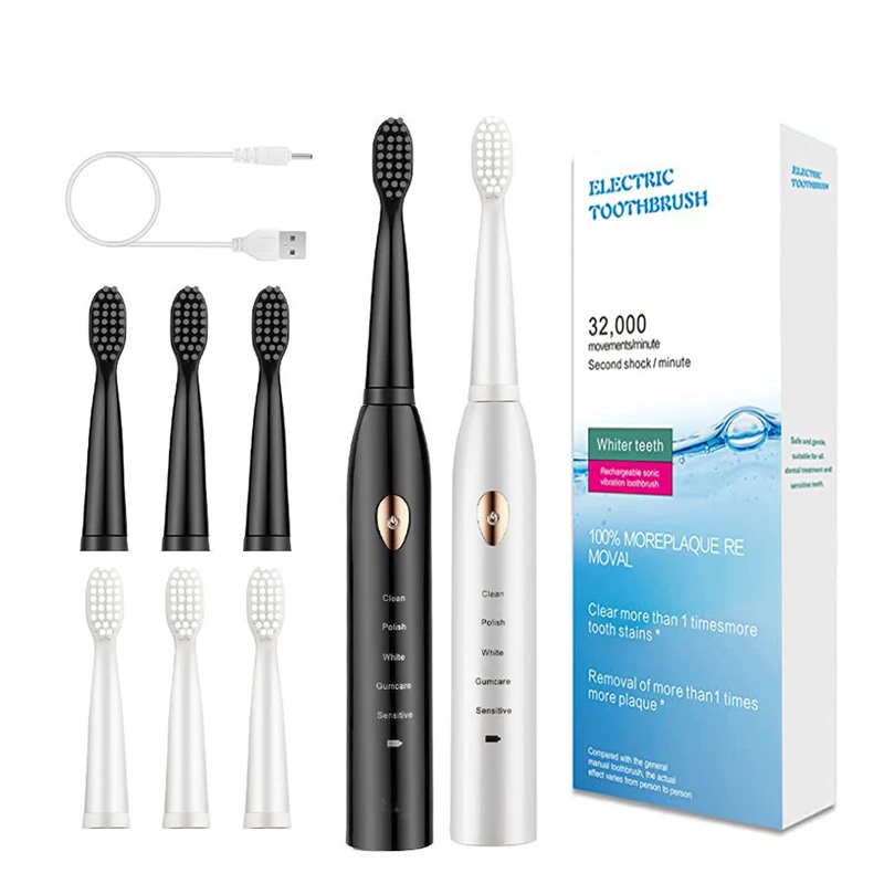LULA Electric Toothbrush Rechargeable IPX7 Waterproof With 4 Brush Heads and Travel Box for Adult