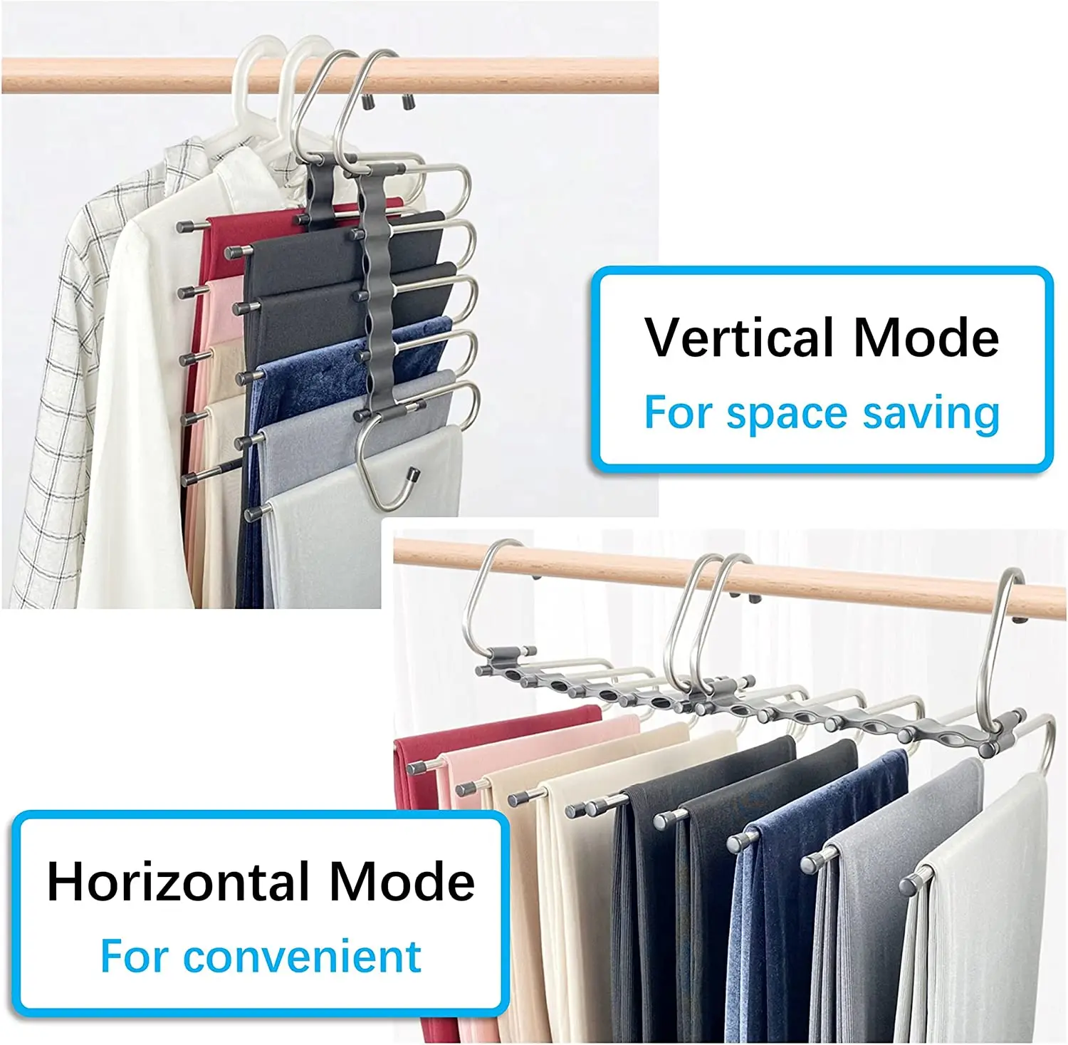 Magic Pants Hangers Space Saving Multifunctional Uses Rack Organizer ...