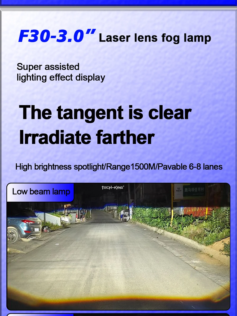 TECH-KING Universal 3inch 136W Bi LED projector lens fog lights Retrofit kit For Toyota For Nissan For Honda laser fog light