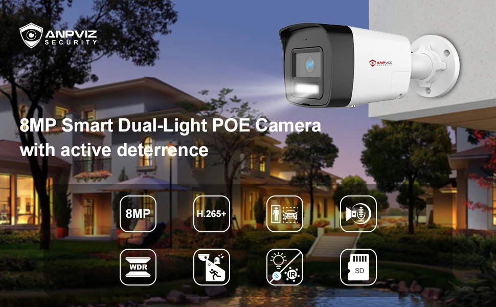 Anpviz 8mp Ip Camera Security Bullet Poe Outdoor Camera Ir&color Dual ...