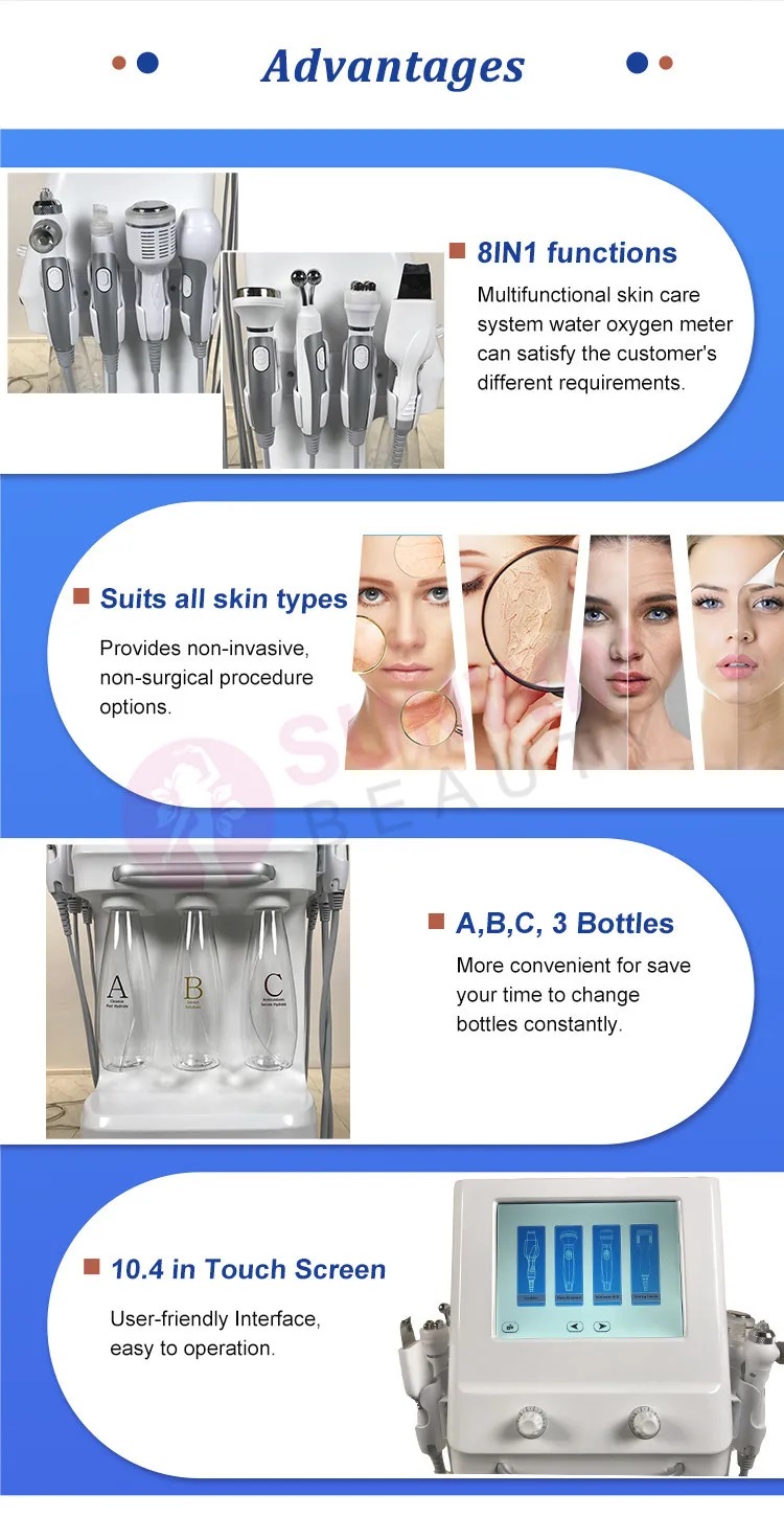 2024 Spa 7 In 1 Microdermabrasion Diamond Dermabrasion Peel Tip Hydra Skin Cleaning Facial Machine For Blackhead Remover