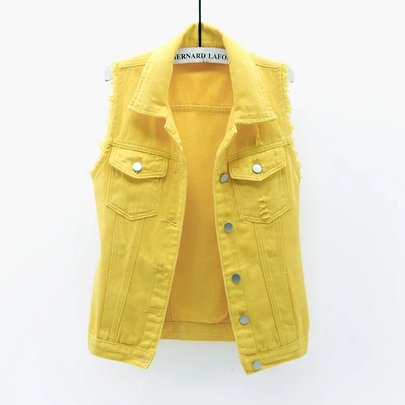 Women Sleeveless Denim Jacket,Fur Edge 
