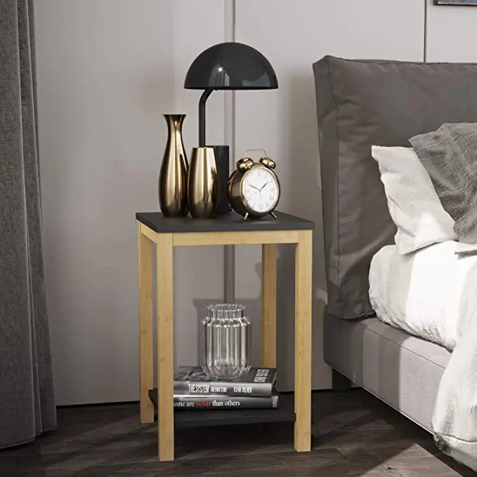 
Combohome 2-Tier Side Table With Storage Shelf Bamboo Accent Coffee Table 