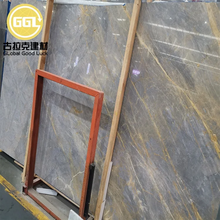 Polished Nature Blue Marble Slab for Wall and Floor in Villa and Hotel Projects Total Solution Available