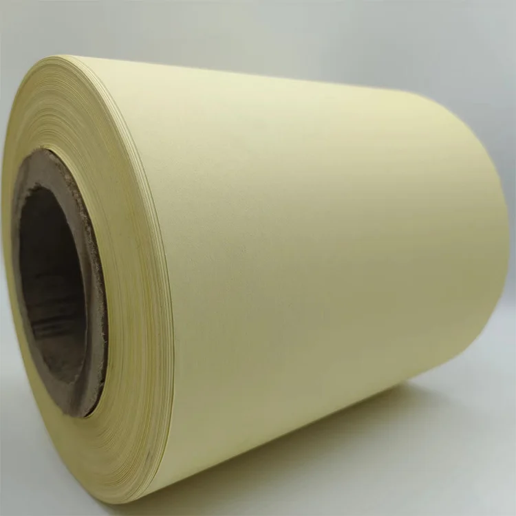 Yellow Glassine Liner Jumbo Roll Single Sided Silicone Oil Coated Kraft Liner Paper PEK Release Paper for Sticker Applications