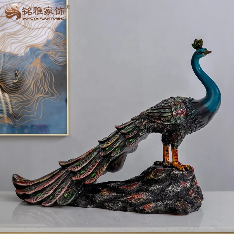 豪华室内家居装饰金色孔雀雕像树脂动物雕塑| Alibaba.com