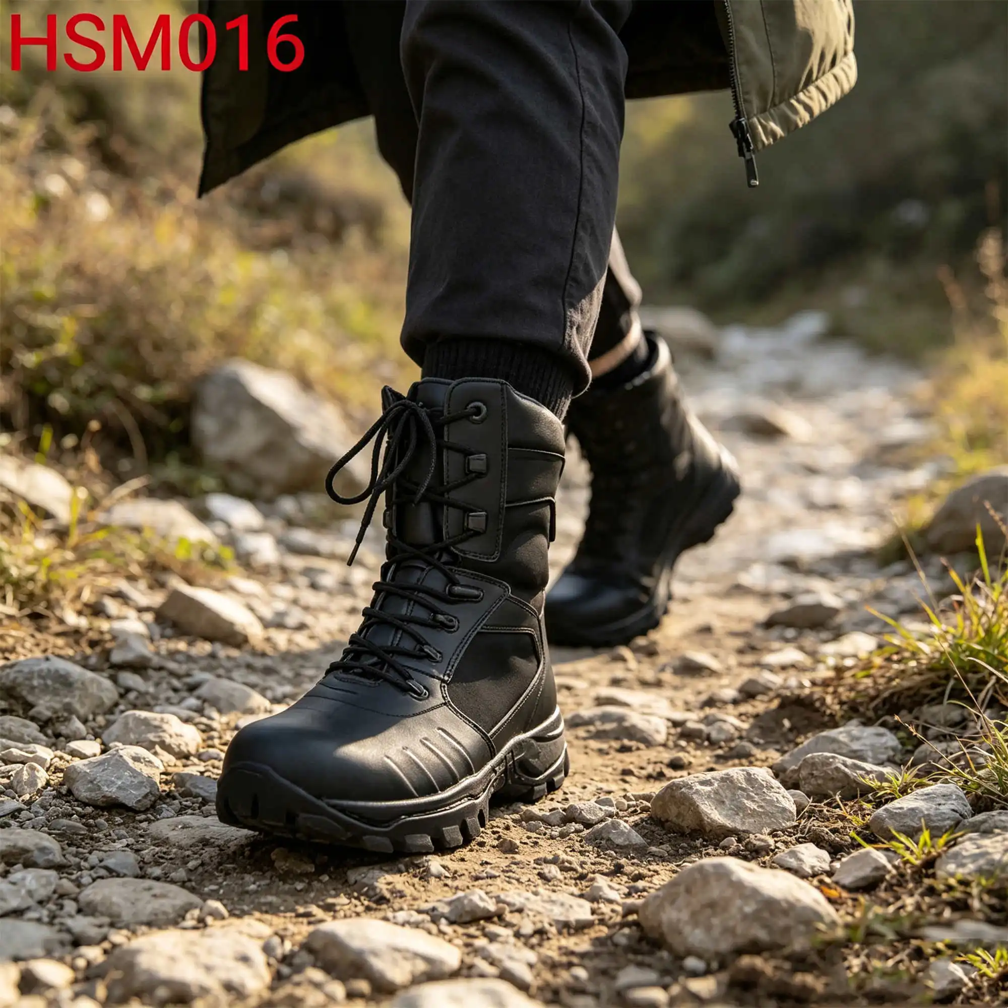 ZYF,Harsh Condition Support System Design Hua Singh Men Leather Boots Anti-puncture Sole Combat Boots with Waterproof SockHSM016