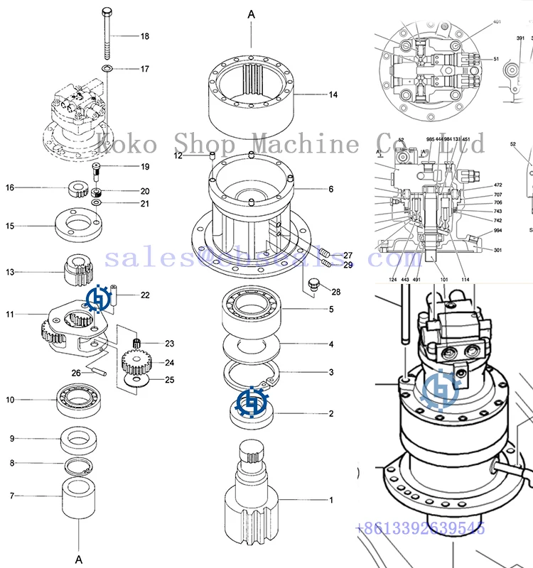 Crawler Excavator Gear Swing Travel Motor Reductor Final