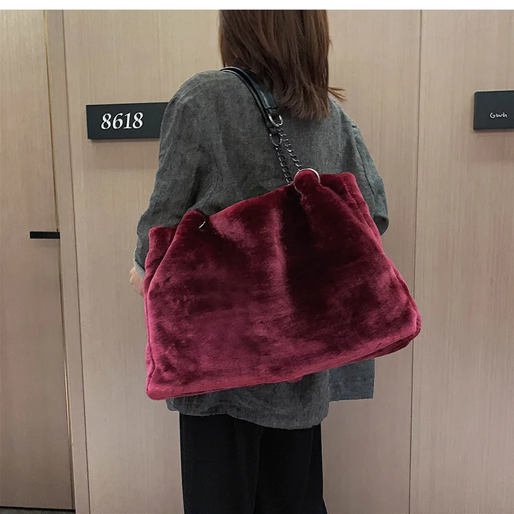 Faux Fur Tote Bag for Women Luxury Handbags Autumn Winter Plush Shoulder  Crossbody Bags Brand Shopper Purses Tote Bag for Women - AliExpress