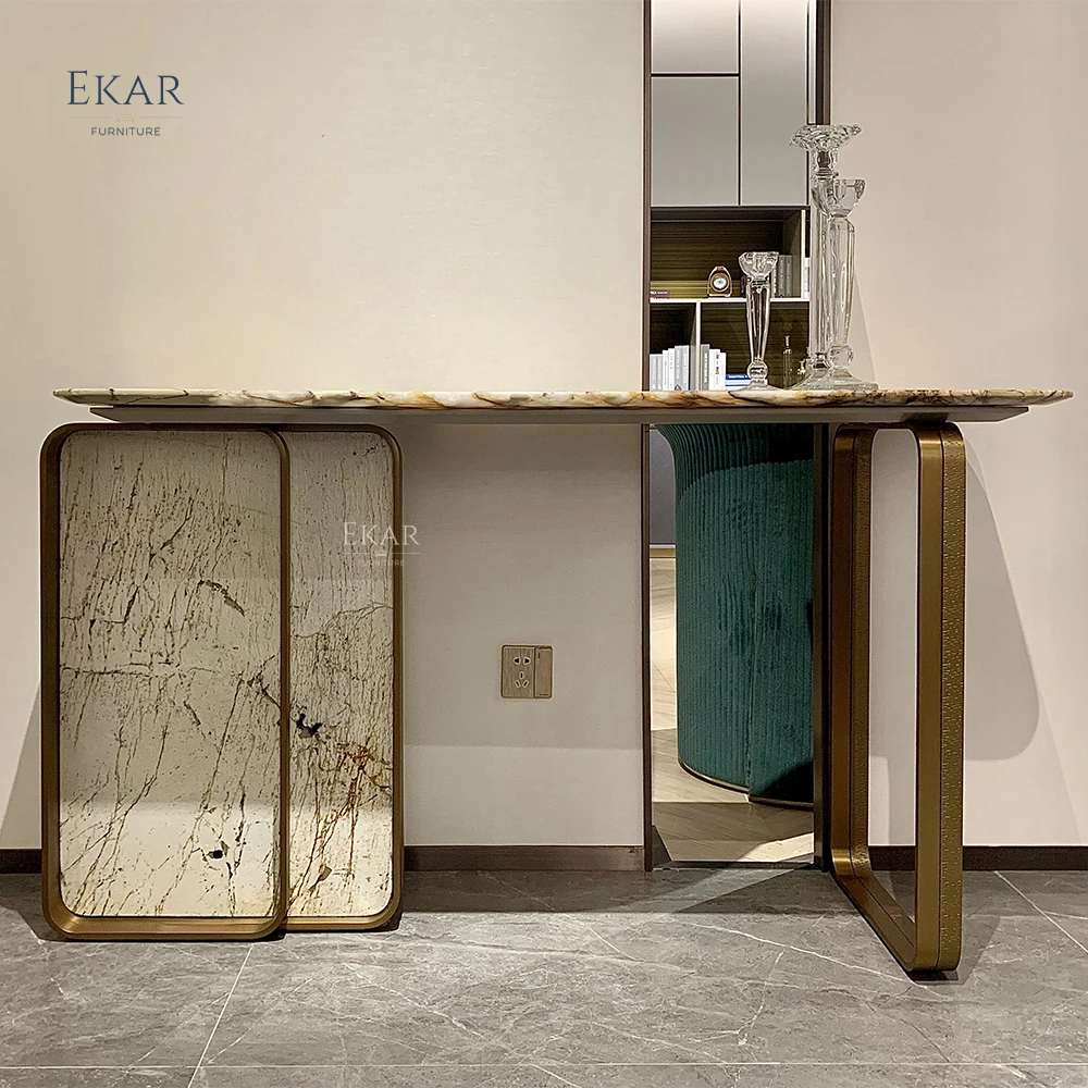 EKAR FURNITURE luxury design console table modern gold marble hallway console table