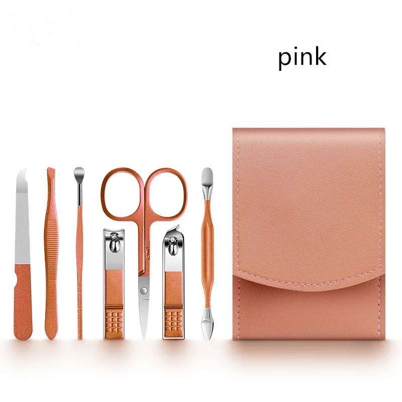 Terus dari Kilang 7 Buah Set Alat Perawatan Kuku Manikur Pedikur Kit Pink Hijau