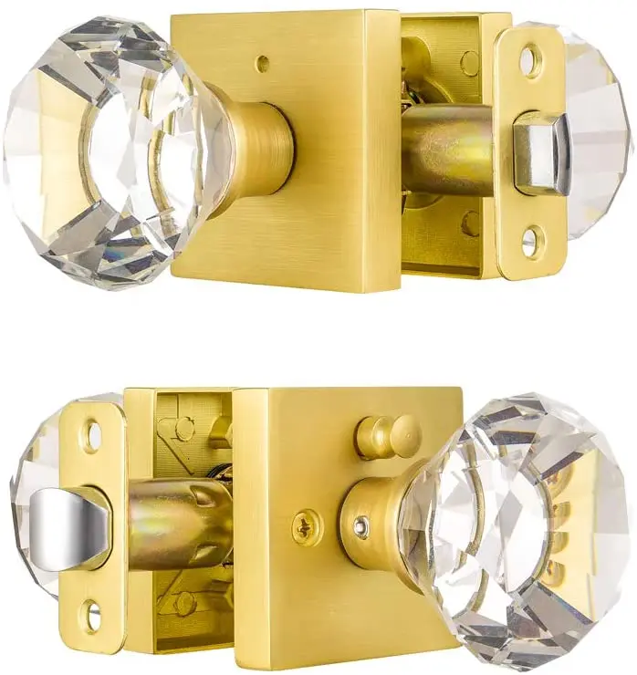 Satin Brass Bedroom And Bathroom Privacy Door Knobs Lock Interior