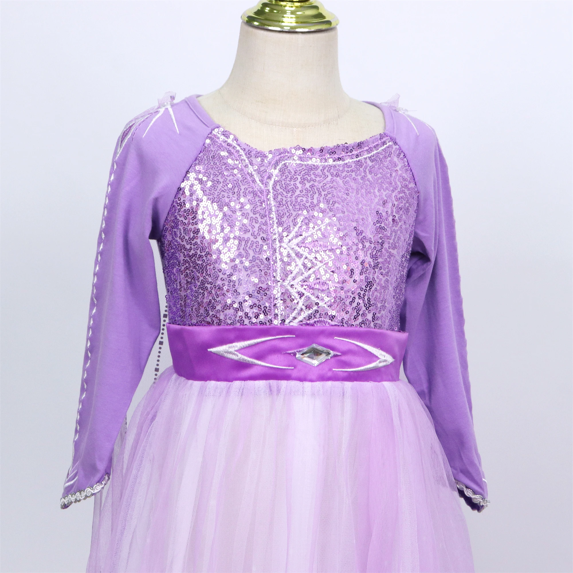 Long Sleeve Purple Elsa Dress - Perfect for Halloween & Christmas