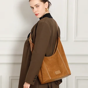 Wholesale Custom logo Retro Women's High-quality Genuine Leather Shoulder Crossbody Bag Ladies Frosted Cowhide Handbag Tote Bag