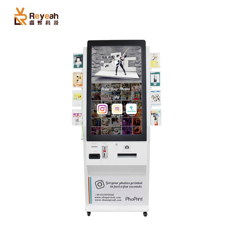 Touchscreen Photo Printing Kiosk Compatible with Apple Pay & Google Pay for Instant Advertising & Photo Printing