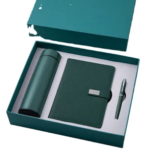 2026 New Arrival High-Value Business Gift Box Set A5 PU Leather Fabric Cover Notebook with Pen and Bottle