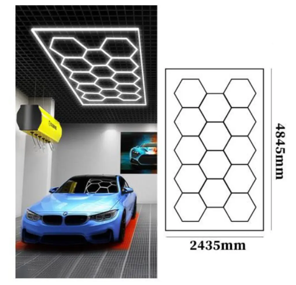 Custom Diy Ceiling Mounted Hexagonal Detailing Honeycomb Led Garage Lights for Workshop