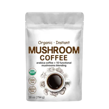 Instant Reishi Mushroom Coffee Bulk White Label Cordyceps Blend Organic Focus Mushroom Lions Mane Chaga Coffee Powder