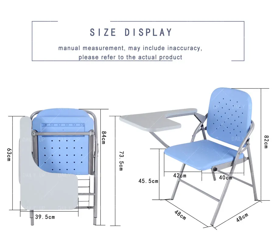 HDPE Folding training Chair Desk School Chair with Writing Pad Training Chair with Book Basket