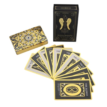 Customize Tarot Cards Hot Foil Stamp ,Printing Golden Edges Oracle Tarot Deck Affirmation Cards with Book Instruction