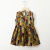 T-w6 oil painting style ginger yellow dress