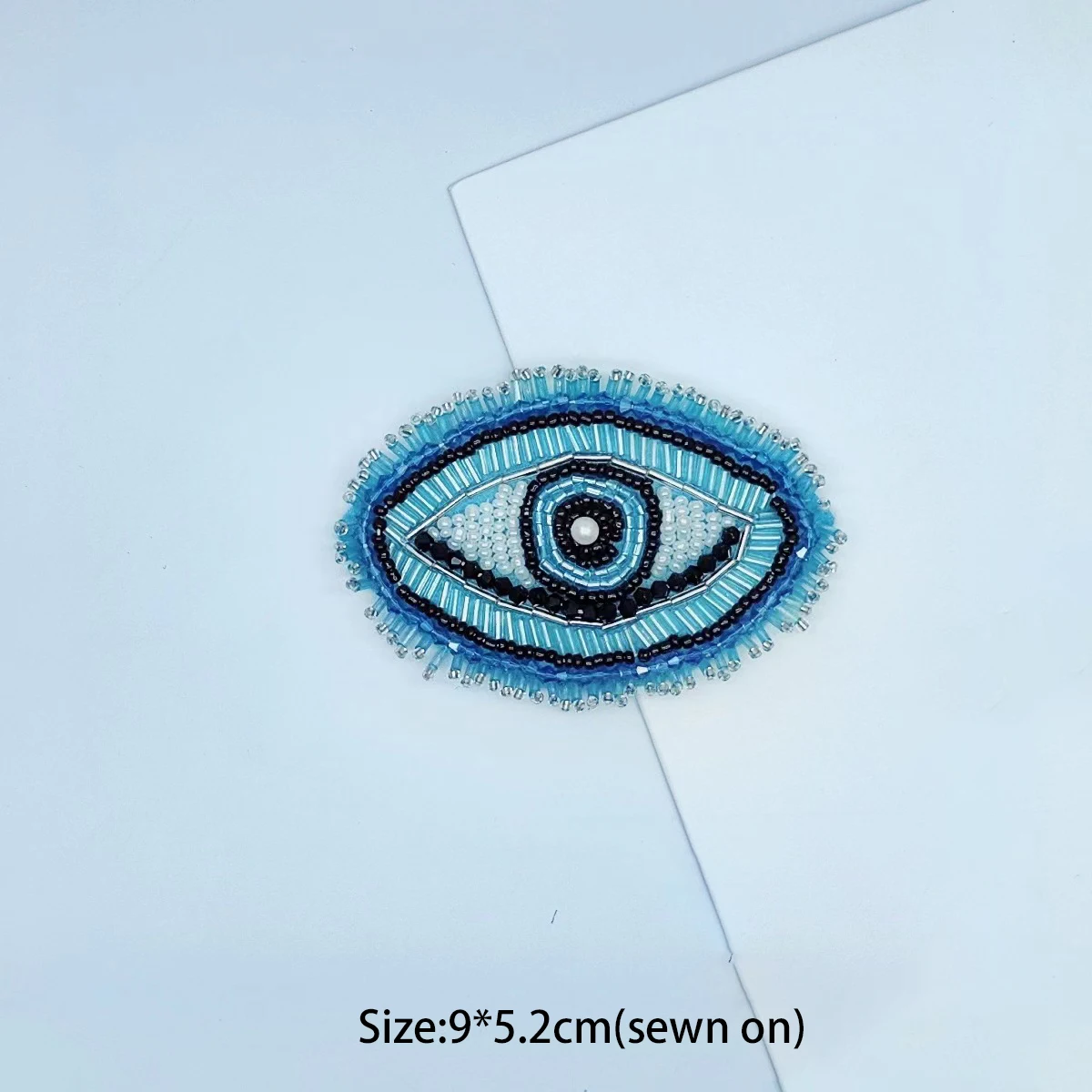 Handmade Beaded Patch Ready Stock Custom 3D Beads Eye Evil Sequence Applique Patches for Garment Bags