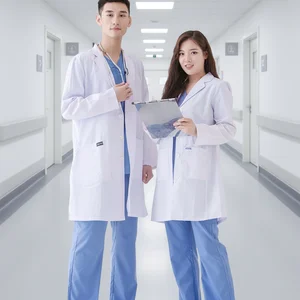 New Arrival High Quality Hospital Uniforms White Lab Coat and Doctor's Medical Gown Polyester Cotton Woven Unisex