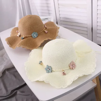 Summer Babygirl Breathable Straw Hats Tassel Flower Princess Hat And Straw Bag Two-piece Sets Straw Beach Hat For Kids