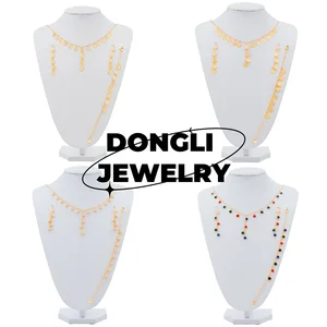 Dongli Jewlery Elegant Gold Leaf 3-Piece Jewelry Set - Necklace, Earrings, Bracelet