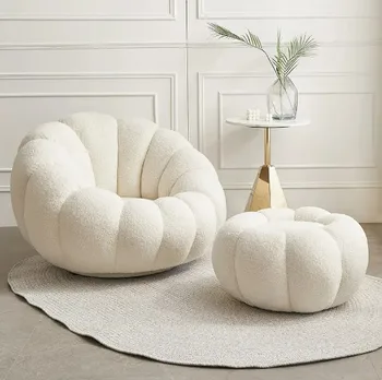Modern Simple Lamb Wool Lazy Pumpkin Chair Light Luxury Single Sofa for Living Room Cotton Filled One Seat Option furniture sofa